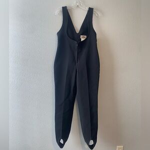 Vintage Obermeyer Size 8 One Piece Ski Stirrup Jumpsuit Bib Style Black Snow